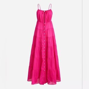 J.crew Tiered cotton voile midi dress fuschia BNWT. Black Is Illustrative Only